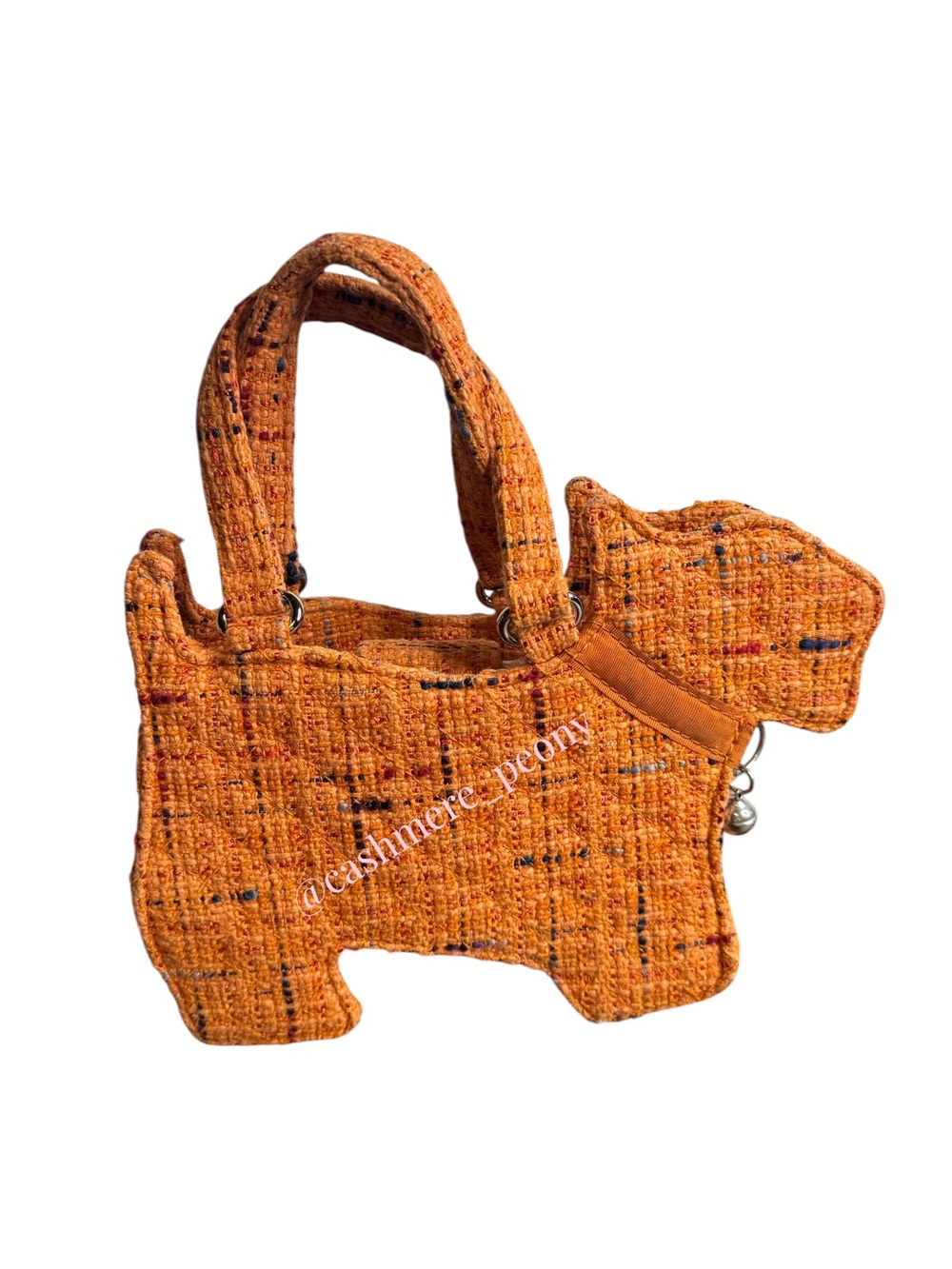 Indeed Orange Tweed Scottie Scottish Terrier Mini Bag with Silver Bell